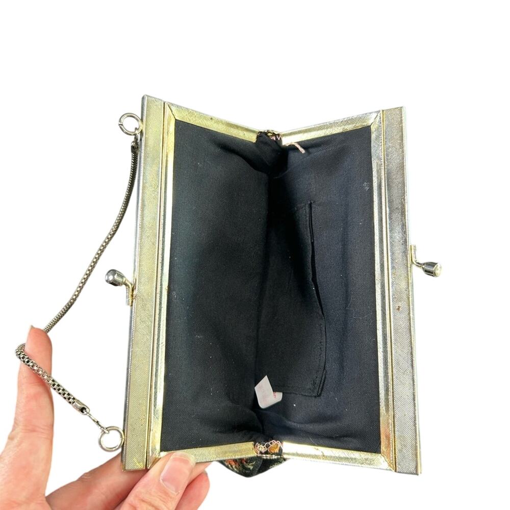 Floral Tapestry Purse Multicolor silver Chain some wear rusting chic feminine - Picture 2 of 6